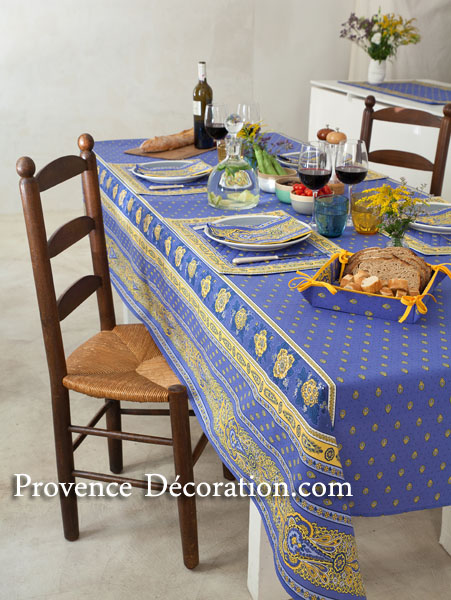French tablecloth coated or cotton (Bastide. lavender blue)